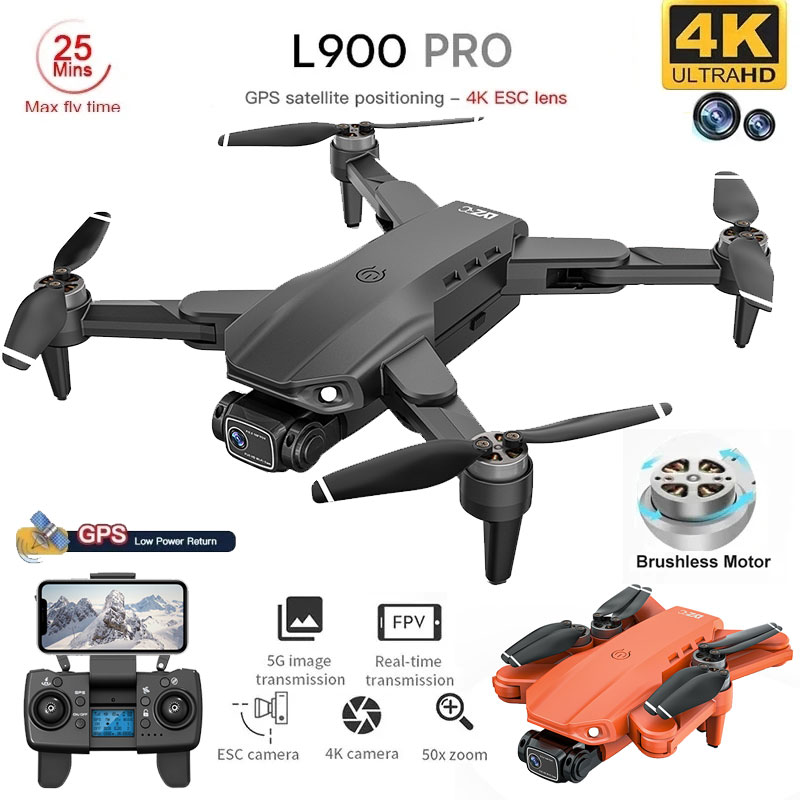 Drone Rc Fpv Pro - 折りたたみ式ブラシレスドローンl900プロ,GPS, 4k,HD,デュアルカメラ,5g,wifi,rc,距離1.2km,ドローン