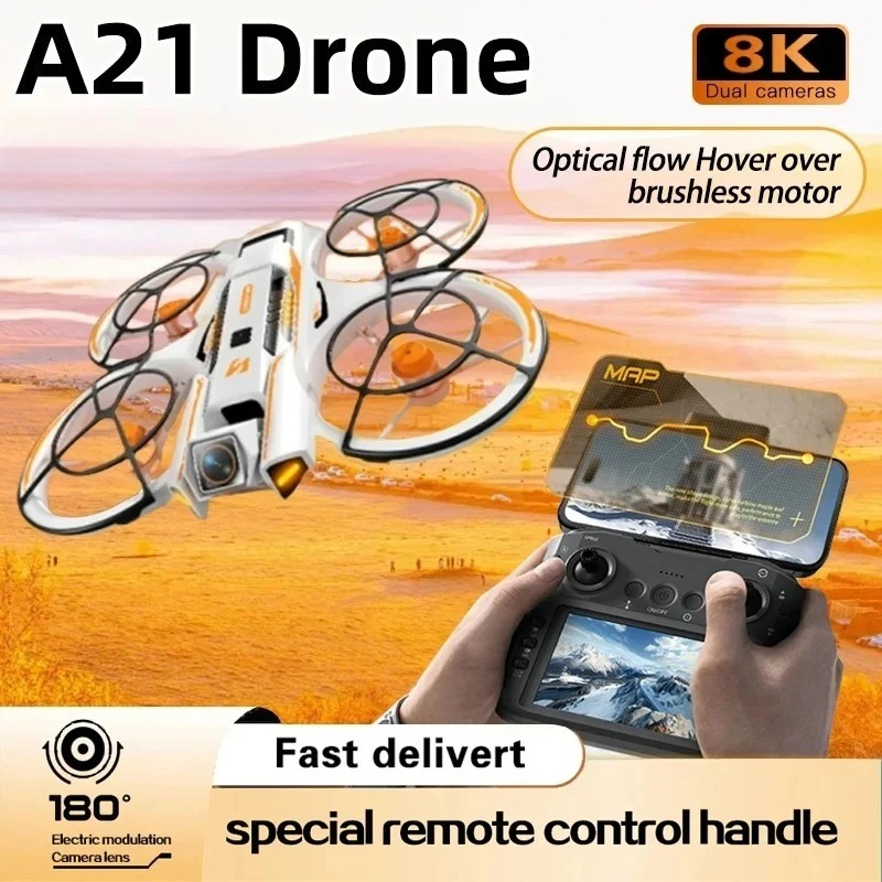 Esc 4In1 Brushless - オリジナルA21 PRO 4Kプロフェッショナル8K HDデュアルカメラ障害物回避オプティカルフローブラシレスモーターESC RCドローンクアッドコプターおもちゃ