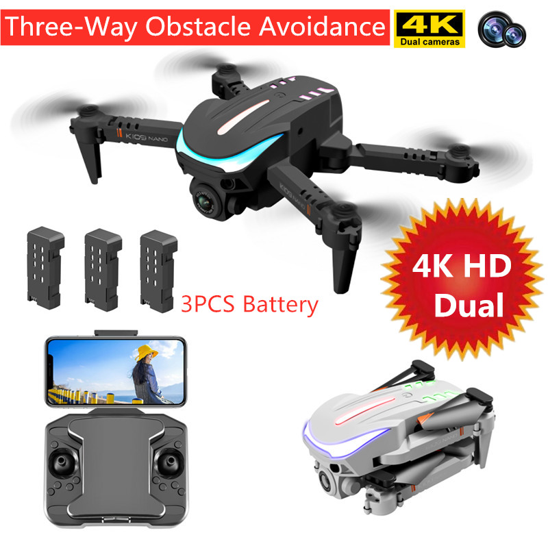 Drone Smart Rc Foldable - デュアルカメラ付き折りたたみ式クワッドコプター,カラフルなライト付きrcドローン,3方向の障害物回避,4k hd,スマートトラッキング