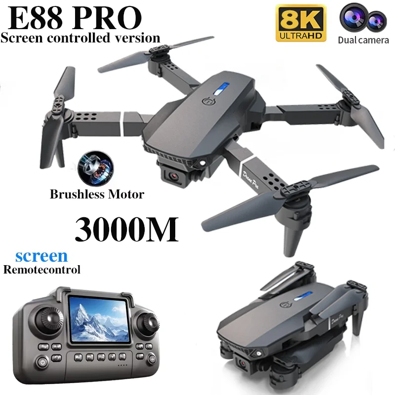 プロフェッショナルE88 PROドローン、スクリーン付き8K - Drone Rc Fpv Pro のレビューと価格