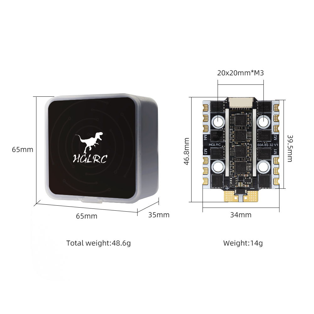 HGLRC 60A 4IN1 ミニブラシレス ESC 3-8 - Esc 4In1 Brushless のレビューと価格