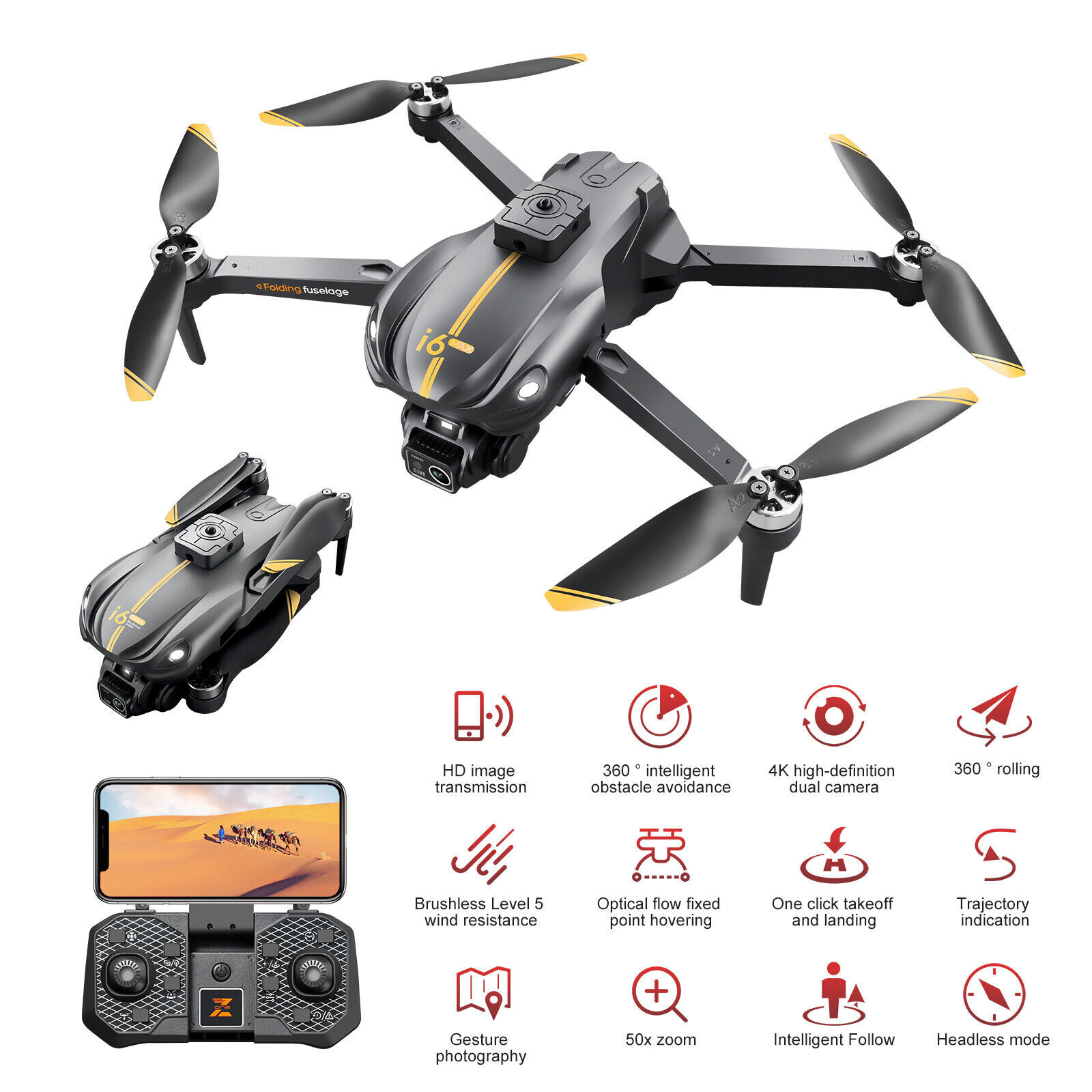 I6 MAX ドローン WIFI FPV ESC 4K デュ - Esc 4In1 Brushless のレビューと価格